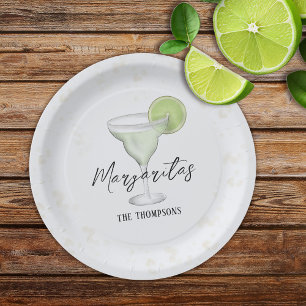 Fun Whimsical Waterverf Margarita Cocktail Drink Papieren Bordje