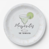 Fun Whimsical Waterverf Margarita Cocktail Drink Papieren Bordje (Voorkant)