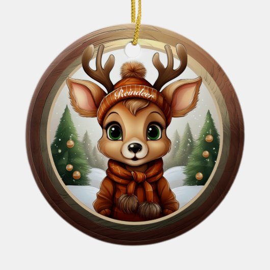 Fun Whimsical Winter Wildlife Christmas Decor Cer Keramisch Ornament (Voorkant)
