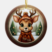 Fun Whimsical Winter Wildlife Christmas Deer 🎄🦌 Keramisch Ornament (Voorkant)