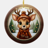 Fun Whimsical Winter Wildlife Christmas Deer 🎄🦌 Keramisch Ornament (Achterkant)
