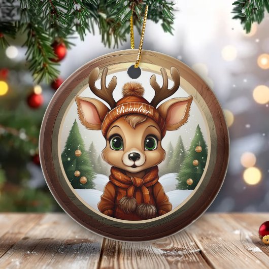 Fun Whimsical Winter Wildlife Christmas Deer 🎄🦌 Keramisch Ornament