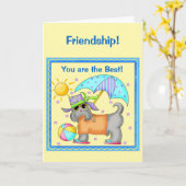 Fun Whimsy Beach Dog Yellow Friendship Kaart (Gele Bloem)