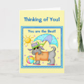 Fun Whimsy Beach Dog Yellow Thinking of You Kaart (Voorkant)