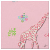 Fun Whimsy Pink Patterned Giraffes Gepersonaliseer Stof (Close Up)