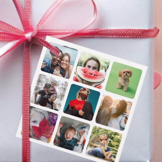 Fun White 9 Photo Square  Bedankjes Labels