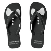 Fun White Bow Stropdas on Black Cute Groomsman Wed