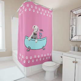 Fun White Boxer Dog - Shower Curtain Douchegordijn