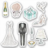 Fun White Bride Groom Wedding Planner Sticker (Voorkant)