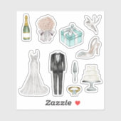 Fun White Bride Groom Wedding Planner Sticker (Vel)