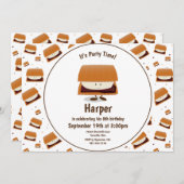 Fun White Brown S'more Pattern Kind Birthday Kaart (Voorkant / Achterkant)