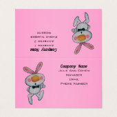 Fun White Bunny Rabbit duikt op Sign Roze Visitekaartje (Buitenkant ongevouwen)