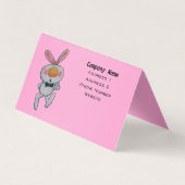 Fun White Bunny Rabbit duikt op Sign Roze Visitekaartje (Achterkant)