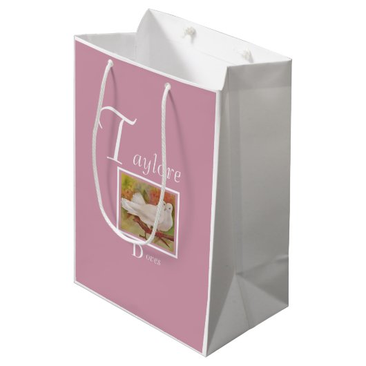 Fun White Doves Medium Cadeauzakje (Voorkant Gekanteld)