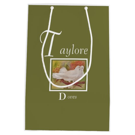 Fun White Doves Medium Cadeauzakje (Achterkant)