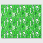 Fun White en Green Pattern of Vraag Marks Cadeaupapier (Vlak)