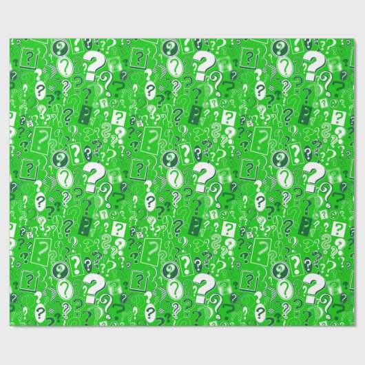 Fun White en Green Pattern of Vraag Marks Cadeaupapier (Vlak)