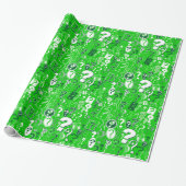Fun White en Green Pattern of Vraag Marks Cadeaupapier (Uitgerold)