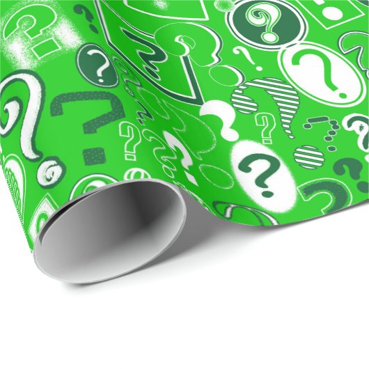 Fun White en Green Pattern of Vraag Marks Cadeaupapier (Rol Hoek)