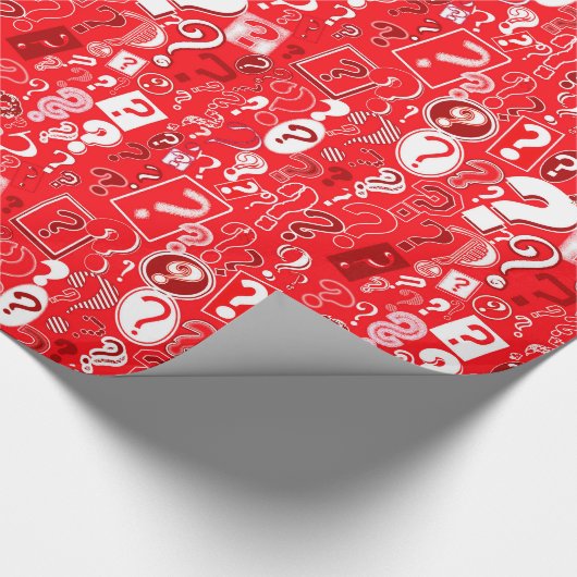 Fun White en Red Pattern of Vraag Marks Cadeaupapier (Hoek)