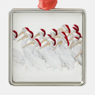 Fun White Pelican Xmas Ornament