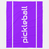 Fun White PICKLEBALL Text Stripes On Bright Purple Fleece Deken (Voorkant)