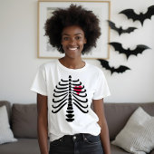 Fun White Skeleton Rib Botten & Heart Halloween Tri-Blend Shirt