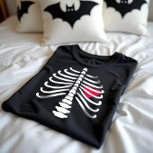 Fun White Skeleton Rib Botten & Heart Halloween Tri-Blend Shirt