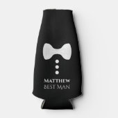 Fun White Stropdas Best Man Wedding Foam Bottle Co Flesjeskoeler (Voorkant)