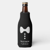 Fun White Stropdas Groom Wedding Foam Bottle Coole Flesjeskoeler (Fles Voorkant)