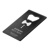 Fun White Stropdas Tuxedo Best Man Wedding Creditkaart Flessenopener (Voorkant Gekanteld)