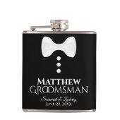 Fun White Stropdas Tuxedo Groomsman Wedding Flask Heupfles (Voorkant)