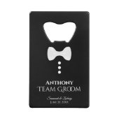 Fun White Stropdas Tuxedo Team Groom Weddenschap Creditkaart Flessenopener (Achterkant)