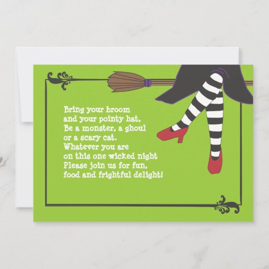 Fun Wicked Witch op Halloween kostuumfeest Kaart (Achterkant)