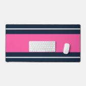 Fun Wide Bold Roze Witte Marine Blauwe Racing Stri Bureaumat (Keyboard & Muis)