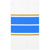 Fun Wide Bright Blue 70s Racing Stripes op wit Tafelkleed (Voorkant)
