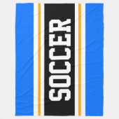 Fun Wide Bright Blue Black SOCCER Racing Stripes Fleece Deken (Voorkant)