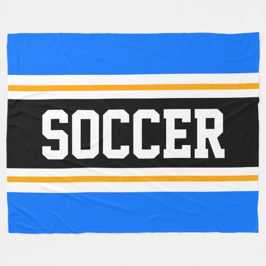 Fun Wide Bright Blue Black SOCCER Racing Stripes Fleece Deken (Voorkant (Horizontaal))