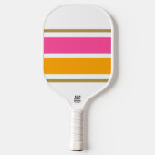 Fun Wide Helder Roze Gouden Gele Racing Stripes Pickleball Paddle (Achterkant)