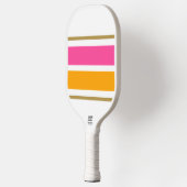 Fun Wide Helder Roze Gouden Gele Racing Stripes Pickleball Paddle (Links)