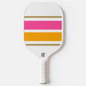 Fun Wide Helder Roze Gouden Gele Racing Stripes Pickleball Paddle (Voorkant)