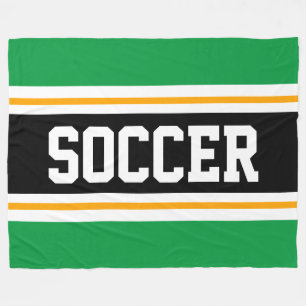 Fun Wide Heldergroen Zwart Voetbal Racing Stripes Fleece Deken