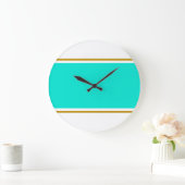 Fun Wide Retro Bright Aqua White Racing tripes Grote Klok (Huis)