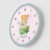 Fun Wild Animal Oerwoud Safari Kinder Bedroom Deco Grote Klok (Hoek)