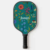 Fun Wild Flowers met bewerkbare naam Pickleball Paddle (Voorkant)