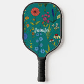 Fun Wild Flowers met bewerkbare naam Pickleball Paddle (Achterkant)