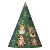 Fun Wild Oerwoud Safari Dieren Groen Verjaardag Feesthoedjes (Links)