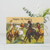 Fun Wild West Yippie Yi Uitnodiging van Ja Partij (Staand voorkant)