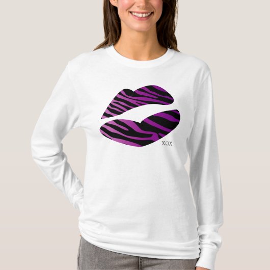 Fun Wild Zebra Lips Herfst Shirt Paars (Voorkant)