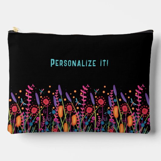 Fun Wildflower Zwart Bloemen Aangepaste naam Etui (Voorkant)